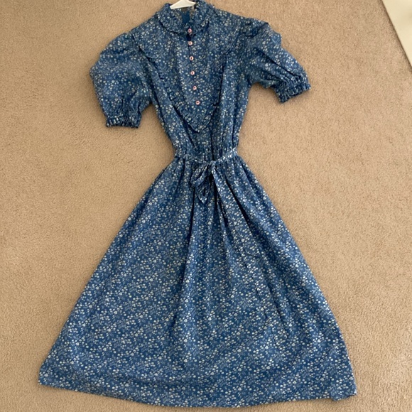 Vintage Samuel Blue Women's Dress  - Blue - 1980's Size 6 - Picture 1 of 8